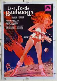 f108 BARBARELLA linen Finnish movie poster '68 Jane Fonda, Roger Vadim