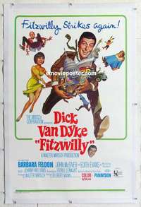 f363 FITZWILLY linen one-sheet movie poster '68 Dick Van Dyke, Frazetta art!