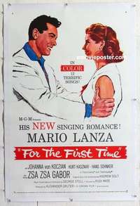 f367 FOR THE FIRST TIME linen one-sheet movie poster '59 Zsa Zsa Gabor, Lanza