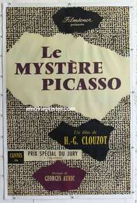 f186 MYSTERY OF PICASSO linen French 30x45 movie poster '56 Clouzot