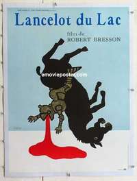 f195 LANCELOT OF THE LAKE linen French 23x31 movie poster '74 Robert Bresson