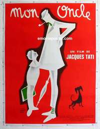 f035 MON ONCLE linen French one-panel movie poster R70s Jacques Tati, Mr Hulot