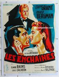 f197 NOTORIOUS linen French 23x31 movie poster R54 Cary Grant, Bergman