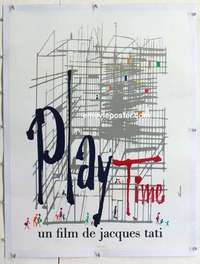 f198 PLAYTIME linen French 23x31 movie poster '67 Jacques Tati, Dennek