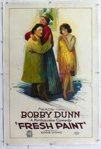f371 FRESH PAINT linen one-sheet movie poster '22 Bobby Dunn & sexy girl!