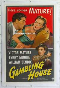 f375 GAMBLING HOUSE linen one-sheet movie poster '51 Terry Moore, Mature