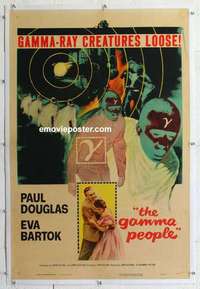 f376 GAMMA PEOPLE linen one-sheet movie poster '56 G-gun paralyzes nation!