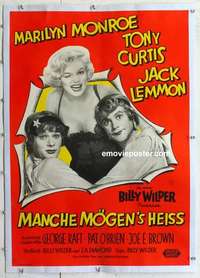 f169 SOME LIKE IT HOT linen German movie poster '59 Marilyn Monroe