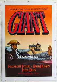 f379 GIANT linen one-sheet movie poster R83 James Dean, Liz Taylor, Hudson