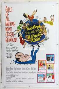 f381 GLOBAL AFFAIR linen one-sheet movie poster '64 Bob Hope, Yvonne De Carlo