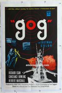 f383 GOG linen one-sheet movie poster '54 sci-fi, Frankenstein of steel!