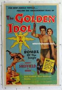 f385 GOLDEN IDOL linen one-sheet movie poster '54 Johnny Sheffield as Bomba!