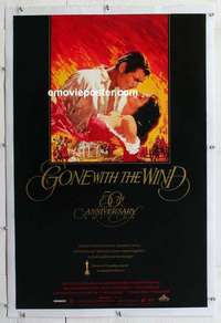 f386 GONE WITH THE WIND linen video one-sheet movie poster R89 Clark Gable, Leigh