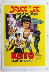 f389 GREEN HORNET linen Kato style one-sheet movie poster '74 Bruce Lee