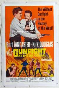 f391 GUNFIGHT AT THE OK CORRAL linen one-sheet movie poster R64 Lancaster