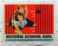 f087 REFORM SCHOOL GIRL linen half-sheet movie poster '57 classic AIP image!
