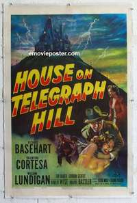f398 HOUSE ON TELEGRAPH HILL linen one-sheet movie poster '51 Basehart