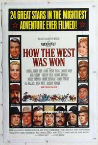 f399 HOW THE WEST WAS WON linen one-sheet movie poster '64 John Ford epic!