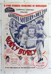 f402 HURLY BURLY linen one-sheet movie poster '40s super sexy burlesque!