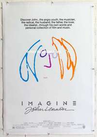 f406 IMAGINE linen one-sheet movie poster '88 great John Lennon artwork!