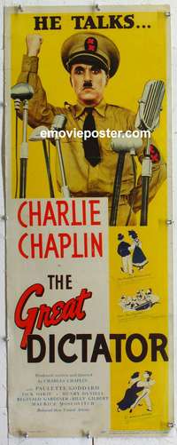 f068 GREAT DICTATOR linen insert movie poster '40 Charlie Chaplin