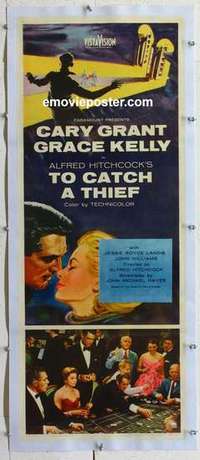 f073 TO CATCH A THIEF linen insert movie poster '55 Grant, Hitchcock