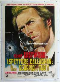 f041 DIRTY HARRY linen Italian one-panel movie poster '71 Clint Eastwood classic!
