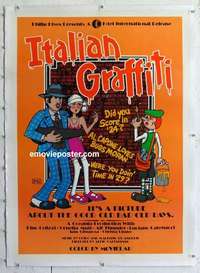 f412 ITALIAN GRAFFITI linen one-sheet movie poster '73 good old bad old days!