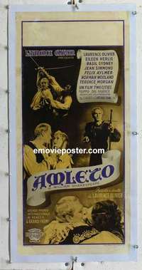f220 HAMLET linen Italian locandina movie poster '49 Laurence Olivier