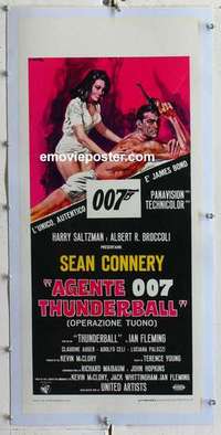f226 THUNDERBALL linen Italian locandina R1970s art of Sean Connery as James Bond by Ciriello!