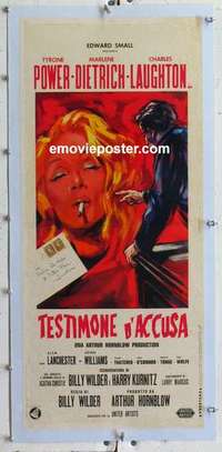f227 WITNESS FOR THE PROSECUTION linen Italian locandina movie poster '64