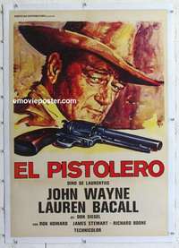 f492 SHOOTIST linen Spanish/Italian one-sheet movie poster '76 John Wayne