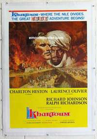 f413 KHARTOUM linen style A one-sheet movie poster '66 Cinerama, Heston