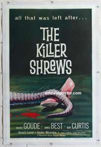 f415 KILLER SHREWS linen one-sheet movie poster '59 classic horror image!
