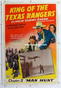 f417 KING OF THE TEXAS RANGERS linen Chap 3 one-sheet movie poster '41 serial