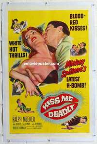 f418 KISS ME DEADLY linen one-sheet movie poster '55 Mickey Spillane