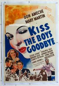 f419 KISS THE BOYS GOODBYE linen one-sheet movie poster '41 Don Ameche