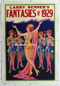 f420 LARRY BENNER'S FANTASIES OF 1929 linen stage poster '29 sexy!