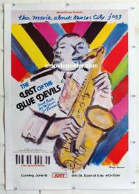 f421 LAST OF THE BLUE DEVILS linen 24x36 special '79 art of jazz musician playing sax by Ensrud!