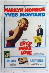 f423 LET'S MAKE LOVE linen one-sheet movie poster '60 sexy Marilyn Monroe!