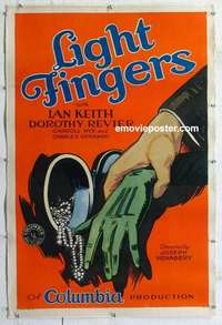 f425 LIGHT FINGERS linen one-sheet movie poster '29 great jewel thief image!