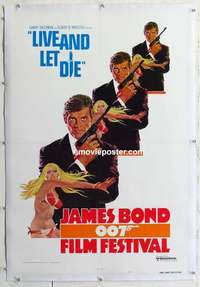 f426 JAMES BOND 007 FILM FESTIVAL linen one-sheet movie poster '76 Moore as James Bond!
