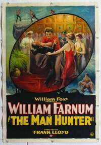 f431 MAN HUNTER linen one-sheet movie poster '19 William Farnum, cool image!