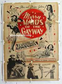 f435 MERRY MAIDS OF THE GAY WAY linen one-sheet movie poster '54 burlesque!