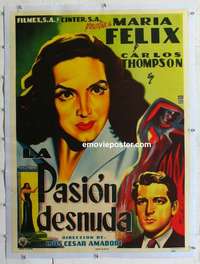 f122 NAKED PASSION linen Mexican movie poster '53 Luis Cesar