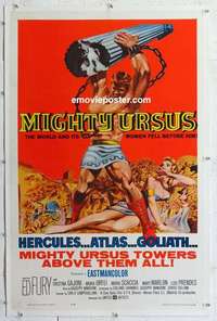 f437 MIGHTY URSUS linen one-sheet movie poster '62 sword and sandal!