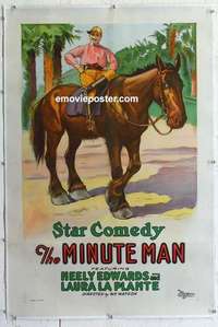 f438 MINUTE MAN linen one-sheet movie poster '22 big horse & little jocky!
