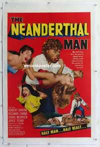 f447 NEANDERTHAL MAN linen one-sheet movie poster '53 half man, half beast!