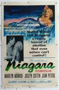 f448 NIAGARA linen one-sheet movie poster '53 Marilyn Monroe, Cotten