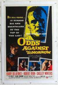 f451 ODDS AGAINST TOMORROW linen one-sheet movie poster '59 Harry Belafonte